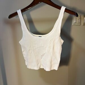 White Ribbed Tank Top